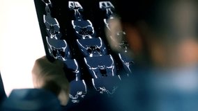 Doctor Analyzing MRI CT Scan In Hospital Ward. Doctor Analyses Patient Lungs
And Health Indicators. Surgeon Diagnose X-ray Image. Radiologist Looking CT Scan. Therapist Medical Test Hospital Scanner - Powered by Shutterstock - Get 15% off with code: PIKWIZARD15