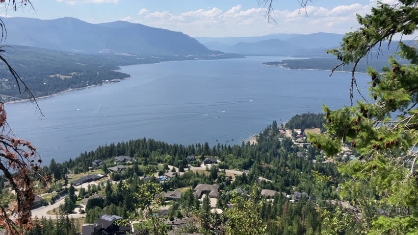 Panoramic Paradise: Breathtaking Shuswap Lake View from MacArthur Heights Lookout Royalty-Free Stock Footage #3442104345