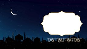 ramadhan animated background loopable for religious greetings as ramadan, Hajj, Eid and common Islamic purposes with space to add text and the black color concept with sparkling stars