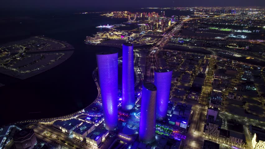 Lusail Towers at Blue Hour Royalty-Free Stock Footage #3442131987