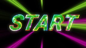 Animation of start text over neon light trails on black background. Global video game, digital interface, communication, computing and data processing concept digitally generated video. - Powered by Shutterstock - Get 15% off with code: PIKWIZARD15