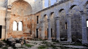 Cambazli Church video: ruined, ancient, history preserved. Mersin, Turkey showcases ruined, ancient, history, 5th century. Ruined, ancient, history with Carinthian capitals, colonnades