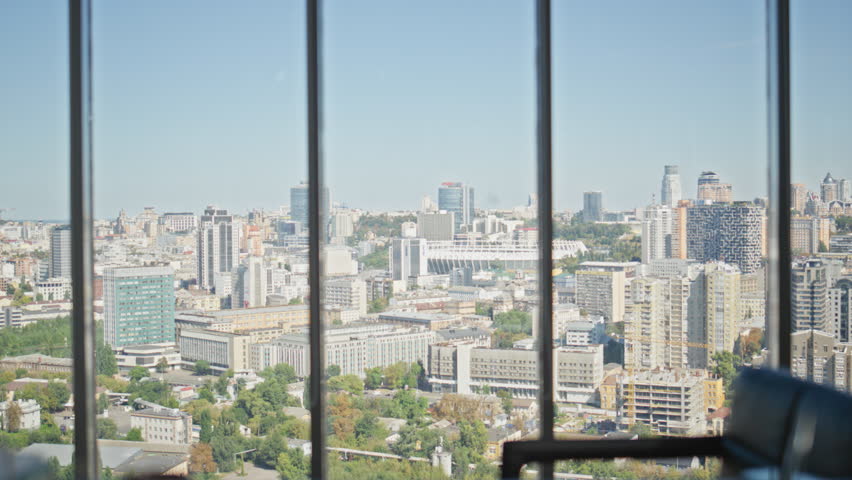 Nervous manager walking office room rear view. Pensive businessman looking city making company decision at panoramic window. Successful ceo expert think enjoy silent break. Corporate leader silhouette Royalty-Free Stock Footage #3442177847