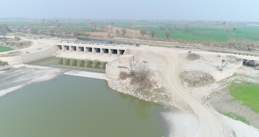 Aerial View With Drone. Beautiful view of Layyah Pakistan village canal Bridge. Beautiful bridge Footage. 4K Footage. Royalty-Free Stock Footage #3442206869