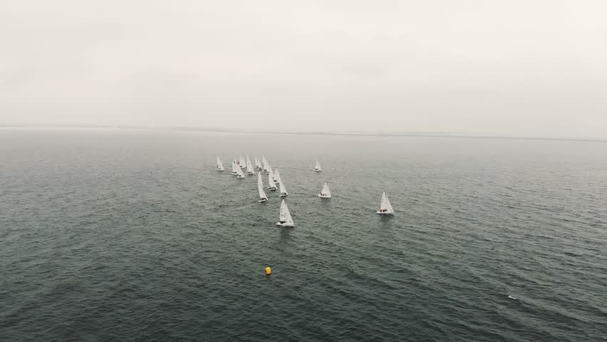 Sloop sailboats excel when heading into the wind as seen in this shot Royalty-Free Stock Footage #3442230477
