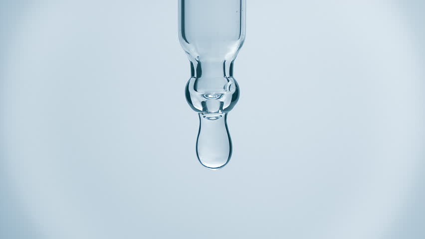 Cosmetics blue liquid dripping from laboratory glass pipette in super slow motion. Macro shot of drop hanging down from chemical dropper. Abstract body care serum ingredients formulating concept Royalty-Free Stock Footage #3442234421