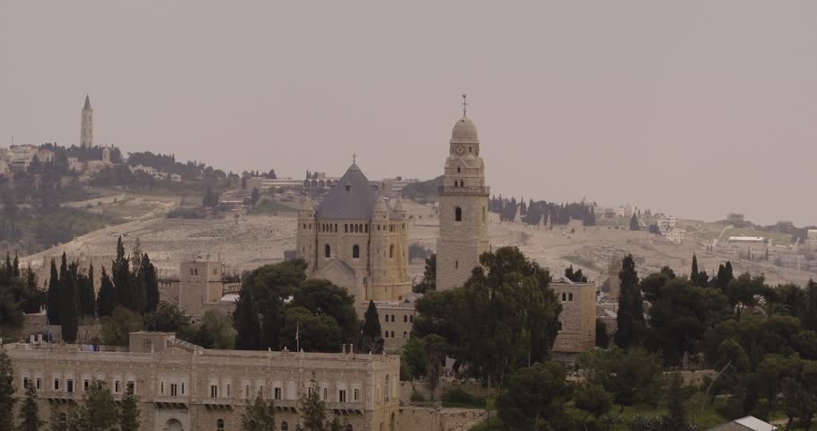 Aerial Footage of The Dormition Abbey, one of the most impressive churches in Jerusalem