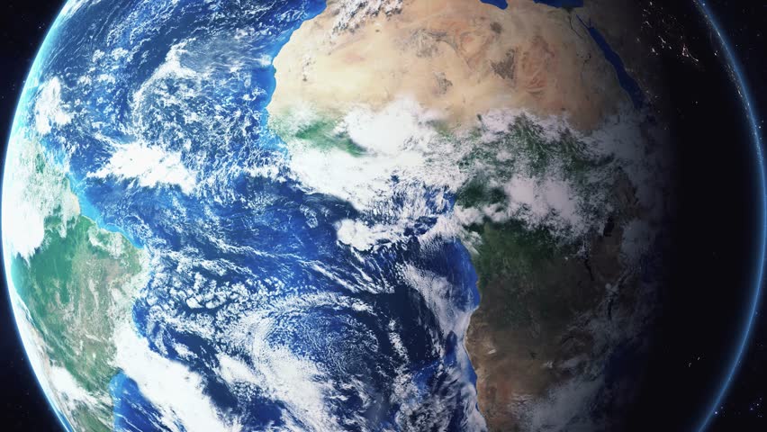 Earth zoom in from space and focus on Klamath Falls, Oregon, USA. 3D Animation. Video footage. Background for travel intro.