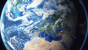 Earth zoom in from space and focus on Pooler, Georgia, USA. 3D Animation. Video footage. Background for travel intro.