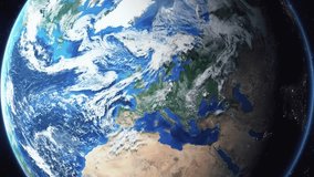 Earth zoom in from space and focus on Sapulpa, Oklahoma, USA. 3D Animation. Video footage. Background for travel intro.