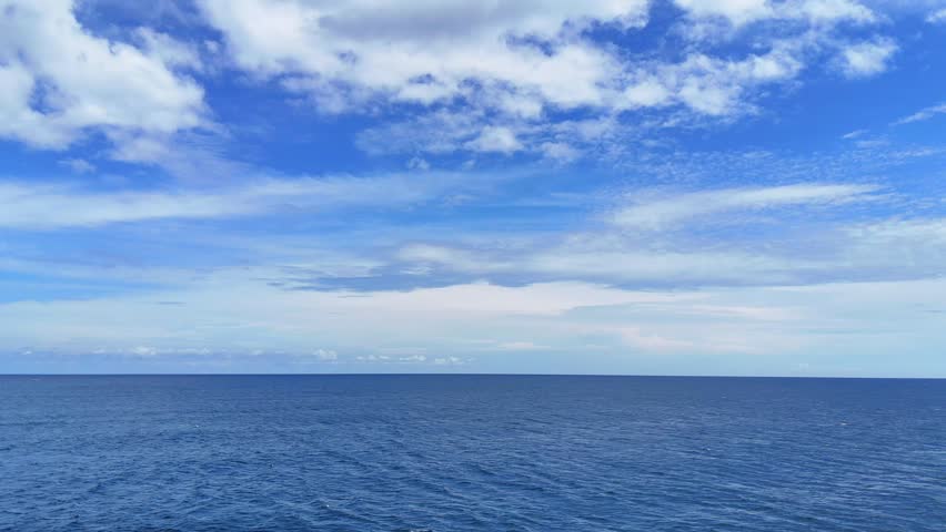 Aerial view of sea and sky is meeting over horizontal line.