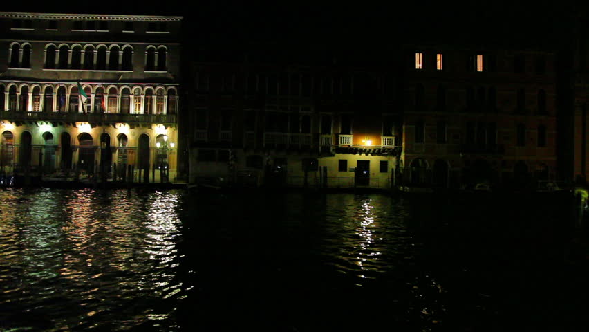 Stationary shot of boats on Grand Canal