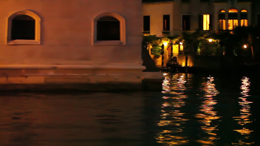 Passing through the waterways of Venice at night