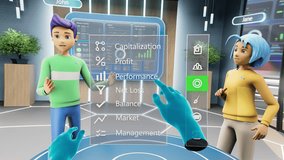 POV of a Person Picking Up and Putting On a Virtual Reality Headset at Home. Person Enters a Metaverse Business Meeting with to Colleagues. Futuristic 3D Internet World with Digital Live Avatars - Powered by Shutterstock - Get 15% off with code: PIKWIZARD15