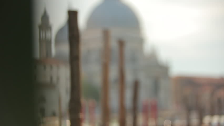 Docks in front of Santa Maria della Salute with racking focus