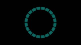 0-100% loading circle progress in neon blue color on dark background. Motion graphic