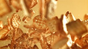 Cookies fly up and fall down. Filmed on a high-speed camera at 1000 fps. High quality FullHD footage - Powered by Shutterstock - Get 15% off with code: PIKWIZARD15