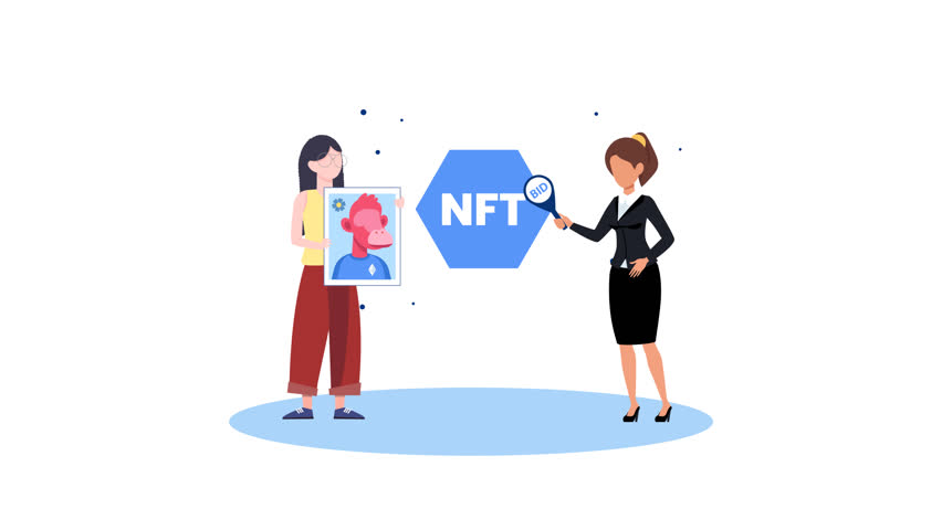 Concept of NFT, non-fungible token and digital items with crypto art, game, video for sale on internet online marketplace and blockchain technology Royalty-Free Stock Footage #3442858219
