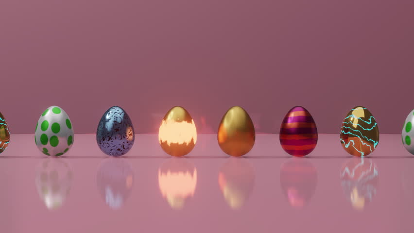 Colorful Easter eggs free moving on pink background, Happy easter egg day concept. Easter Holiday, egg hunting concept. Video motion graphic 4k animation. Copy space. 3d graphics animation Royalty-Free Stock Footage #3442883173