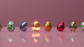 Colorful Easter eggs free moving on pink background, Happy easter egg day concept. Easter Holiday, egg hunting concept. Video motion graphic 4k animation. Copy space. 3d graphics animation - Powered by Shutterstock - Get 15% off with code: PIKWIZARD15