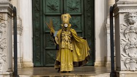 Venice Carnival. People in Venetian carnival masks and costumes on streets of Venice, Italy, Europe February 10, 2024. High quality 4k footage - Powered by Shutterstock - Get 15% off with code: PIKWIZARD15