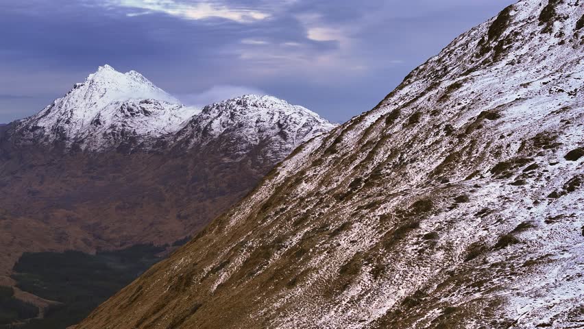 Scottish Highlands in the Winter the Rugged Mountains Covered in Snow