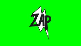 Appearance of a black and white comic speech bubble with a lightning bolt and the word "zap" on a green background, transparent background, with alpha channel and mask - Powered by Shutterstock - Get 15% off with code: PIKWIZARD15