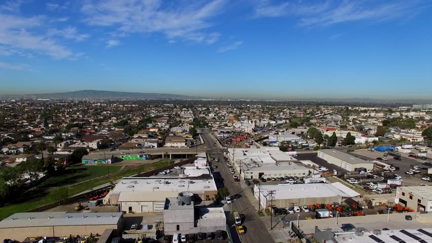 Aerial Forward Scenic View Of Residential Buildings In City On Sunny Day - Long Beach, California