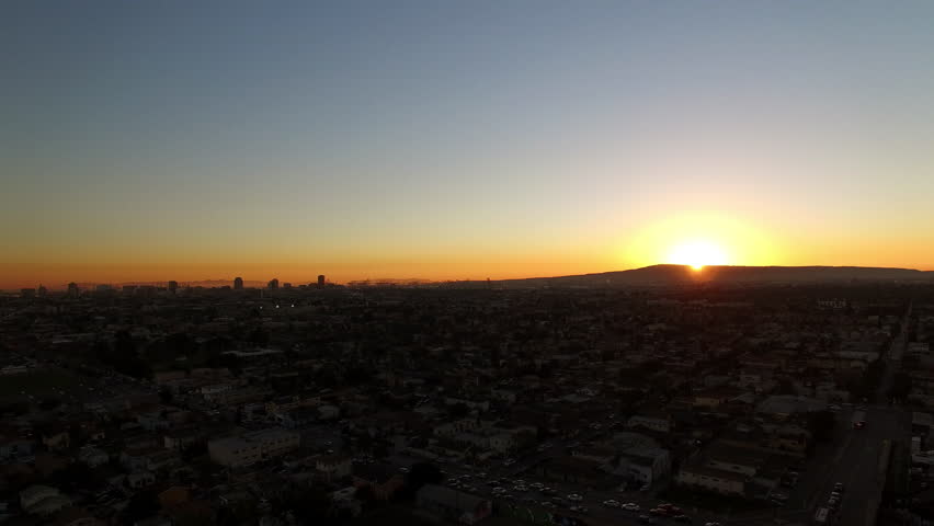 Aerial Lockdown Beautiful View Of Buildings In Residential City Against Clear Sky - Long Beach, California