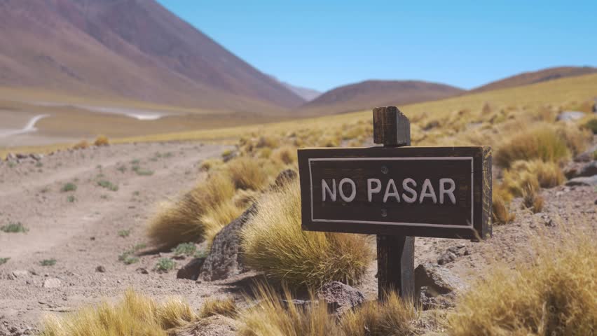 No Trespassing Wooden Sign in a South American Mountain in the Desert Royalty-Free Stock Footage #3443035211