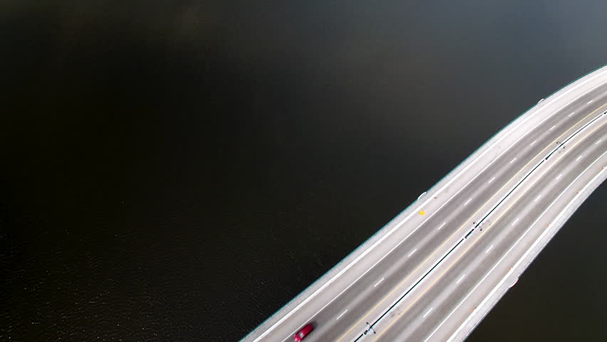Aerial Tilt Up Scenic View Of Bridges Over Halifax River In City On Sunny Day - Daytona Beach , Florida