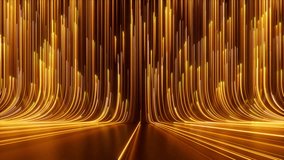 cycled 3d animation. Abstract neon background, golden yellow glowing vertical lines slide up, fill the screen and disappear. Laser rays, speed of light. Seamless loop motion - Powered by Shutterstock - Get 15% off with code: PIKWIZARD15