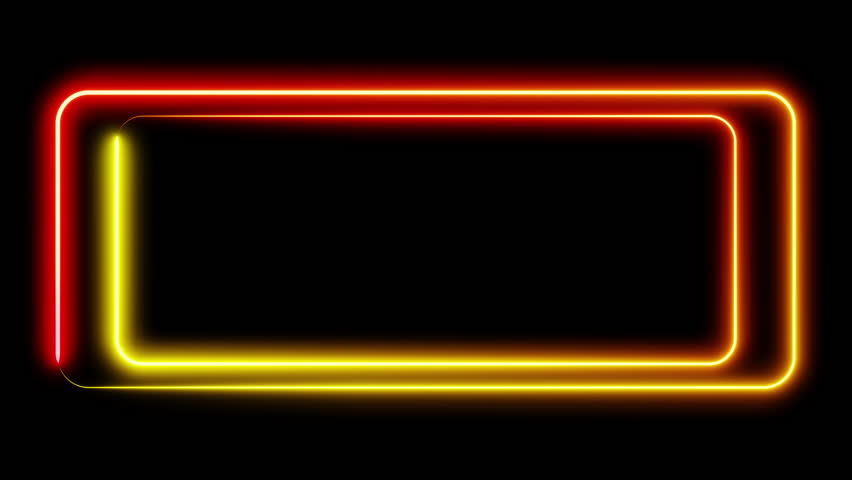 Random double neon frame yellow and red lights motion loops square on black background 3d render. Neon speech bubble overlay. Text box design element. Seamless edging glow neon rectangle Royalty-Free Stock Footage #3443128529