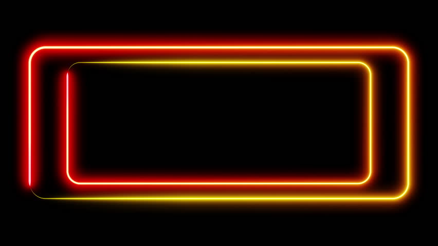 Double neon frame red and yellow lights motion loops square on black background 3d render. Neon speech bubble overlay. Text box design element. Seamless edging glow neon rectangle Royalty-Free Stock Footage #3443128675