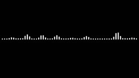 Sound wave animation with black bars, Minimalist Waveform Audio.
White and black audio visualization effect. Looping, 4k black and white video footage of audio visualizer on black background