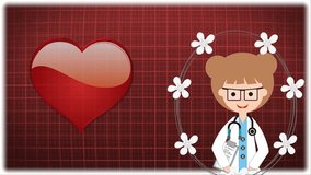 kids cartoon icon Doctor  animation new style background. 
