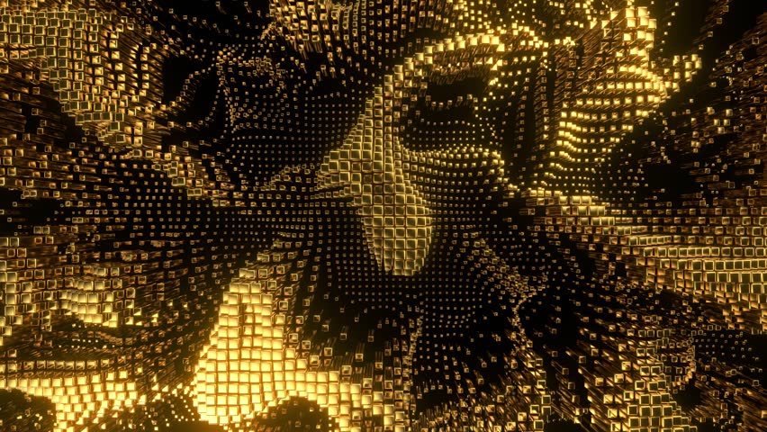 Wavy Moving Gold Background Loop. 3D Illustration