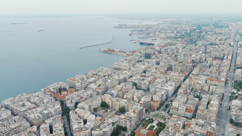 Thessaloniki, Greece. Panorama of the central part of the city. Summer, Aerial View