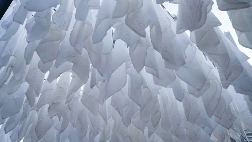 White clothesline in Dhobi Ghat in Mumbai, India