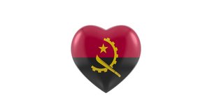 Pulsating Angola flag heart on a white background.