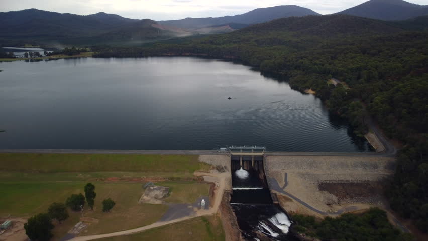 Lake Buffalo in the Mount Buffalo National Park in Victoria, Australia.  Aerial footage of the scenic surrounds. 