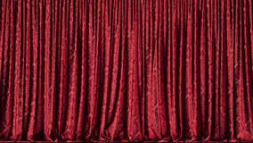 Realistic 3D animation of the luxurious textured red curtain with beautiful embossed ornament rendered in UHD with alpha matte - Powered by Shutterstock - Get 15% off with code: PIKWIZARD15