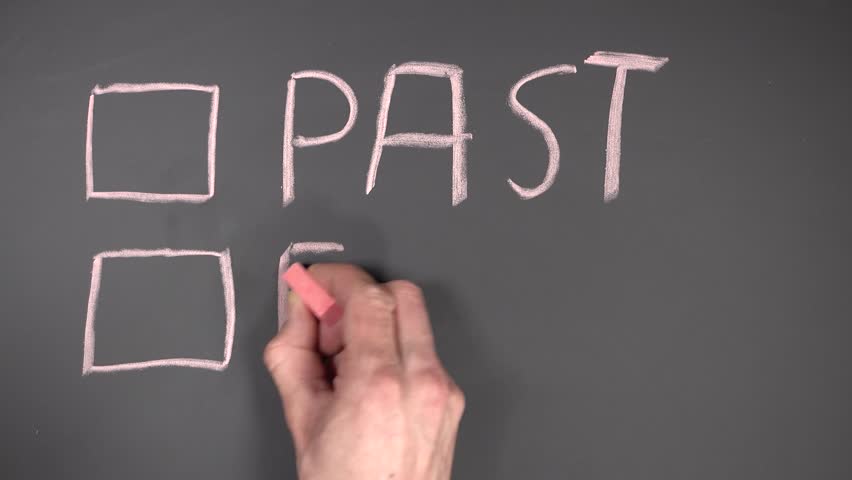 Past and Future on chalkboard - checking future