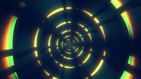Green energy digital circles tunnel frame made of lines and dots futuristic magical glowing bright. Abstract background. Video in high quality 4k, motion design