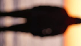 Silhouette of an unrecognizable man against the backdrop of the sea at sunset. Vertical video. Rovinj, Croatia - February 13, 2024 - Powered by Shutterstock - Get 15% off with code: PIKWIZARD15