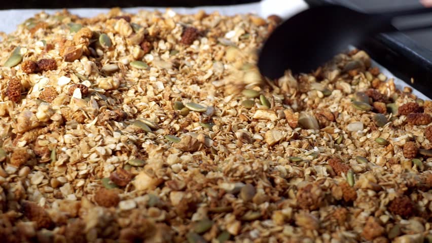 homemade granola, baked granola mixed