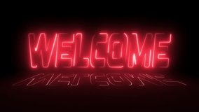 4K Welcome neon sign board retro style animation in black background. Welcome title greeting motion graphic invitation advertisement glowing trendy massage video. Welcome background animation. - Powered by Shutterstock - Get 15% off with code: PIKWIZARD15