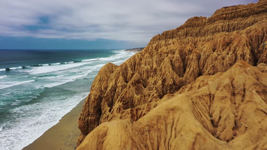 Aerial view of La Jolla with sandy beach, lighthouse, and beautiful cliffs, San Diego, California.