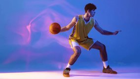 Dynamic collage made of people, athletes of different age, gender, various kind of sports in motion over multicolored background in neon light. Concept of professional sport, action, competition - Powered by Shutterstock - Get 15% off with code: PIKWIZARD15