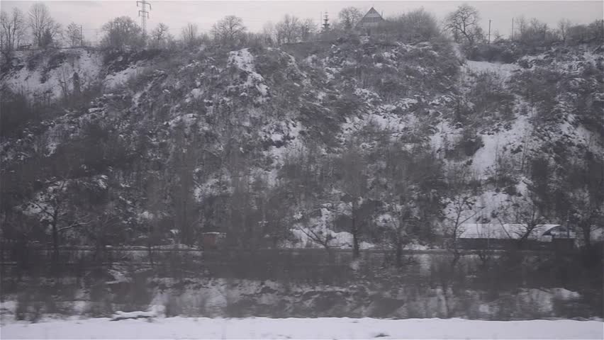 Winter footage through the window wagon
